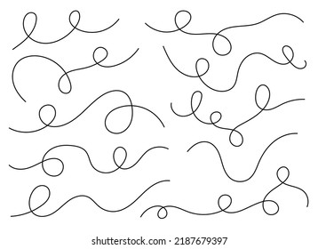 Hand drawn curved line shape. Curved line icon collection. Vector illustration isolated on white background