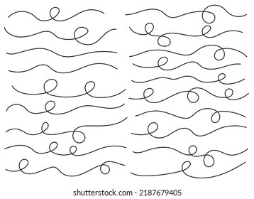 Forma de línea curva dibujada a mano. Colección de iconos de línea curvada. Ilustración del vector aislada en fondo blanco
