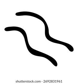 Líneas curvas dibujadas a mano contorno de forma Vector doodle elemento dinámico abstracto. Un simple arte de línea negra Formas de curva abstracta elemento de Vector dibujado a mano aislado sobre un fondo transparente. Este elemento