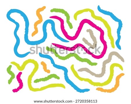 Hand drawn curved lines and wavy brushstrokes. Flowing wave badge and aqua streaming shape. wavy, doodle, freehand lines symbol. vector illustration.
