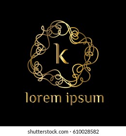 Hand drawn curves logo design letter k