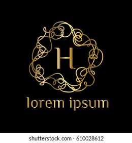 Hand drawn curves logo design letter H