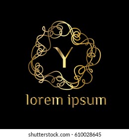 Hand drawn curves logo design letter Y