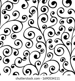 hand drawn curves and swirls. abstract seamless pattern. sophisticated background