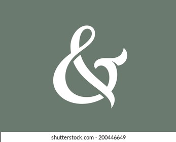 Hand drawn custom ampersand symbol for wedding invitation. Vector illustration