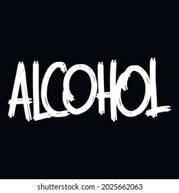 Hand drawn custom lettering White text. Wild white letters with a curve sunburst effect isolated on black. Bold chalky looking dynamic calligraphy work on the board. Sloppy style title