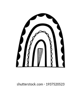 Hand drawn cute abstract rainbow isolated on a white background. Doodle, simple outline illustration. It can be used for decoration of textile, paper.