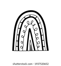 Hand drawn cute abstract rainbow isolated on a white background. Doodle, simple outline illustration. It can be used for decoration of textile, paper.