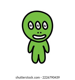 hand drawn cute alien illustration design for you 1