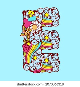 Hand drawn cute of alphabet font for your unique decoration in spring, summer  many concept idea element for birthday or greeting design