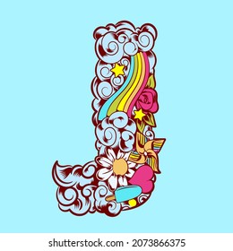 Hand drawn cute of alphabet font for your unique decoration in spring, summer  many concept idea element for birthday or greeting design