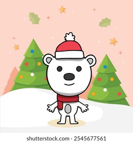Hand Drawn Cute Animal Christmas With Background.