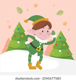 Hand Drawn Cute Animal Christmas With Background.
