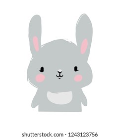 Hand Drawn cute animal face. Rabbit vector illustration. Childish. 