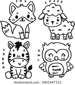 hand drawn cute animal and text for templates