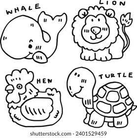 hand drawn cute animal and text for templates