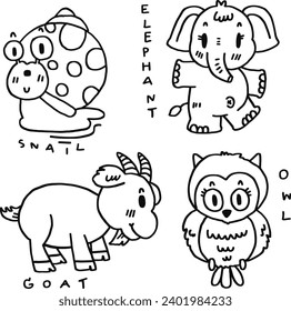 lindo animal dibujado a mano y texto para plantillas