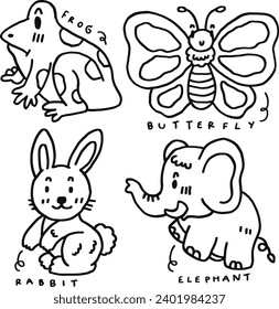 lindo animal dibujado a mano y texto para plantillas