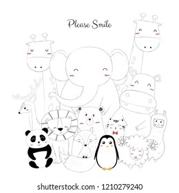 Hand drawn of a cute Animals