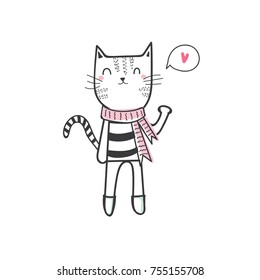 hand drawn cute animals in autumn set