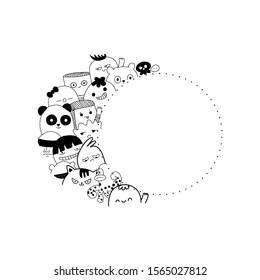 Hand drawn cute animals cartoon doodle style with copy space on white background, Can be used for wrapping paper, scrapbook, web site background, greeting cards.