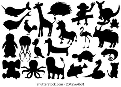 Hand drawn cute Animals collection isolated in a white background, wildlife Animals Large Set 