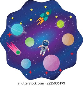 Astronauta Cute dibujado a mano - Gráficos creativos - Ilustración vectorial universal creativa