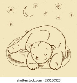 Hand drawn Cute Baby Animals. Little Baby Bear
