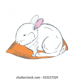 Hand drawn Cute Baby Animals. Cute baby rabbit