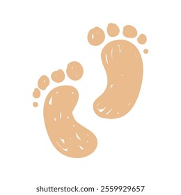 Hand drawn cute baby footprints on a clean white background