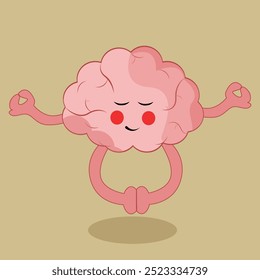  Hand drawn cute bain yoga meditate vector illustration in simple and cartoon style perfect to sticker, clipart