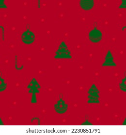 Hand drawn cute ball, tree, Christmas seamless pattern for fashion prints decoration, fabric, wallpaper and all prints on background earth tone color.