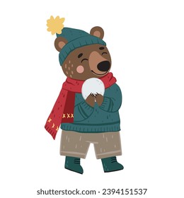 Hand drawn cute bear character. Vector illustration, cartoon style.