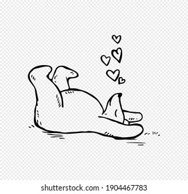 Hand drawn of Cute bear with heart icon