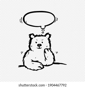Hand drawn of Cute bear playing with speech comic 