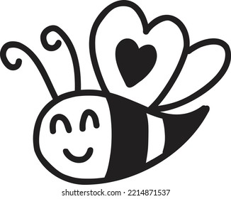 Hand Drawn cute bee illustration isolated on background