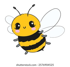 Hand Drawn Cute Bee Vector illustration 