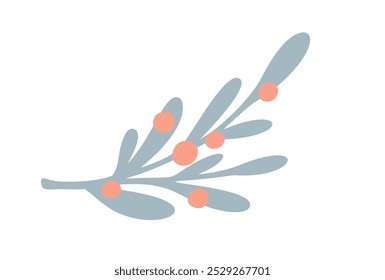 Dibujado a mano linda Ilustración vectorial de bayas. rama de fruta roja de otoño. Icono gráfico de dibujos animados aislado.