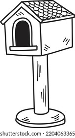 Hand Drawn cute bird house illustration isolated on background