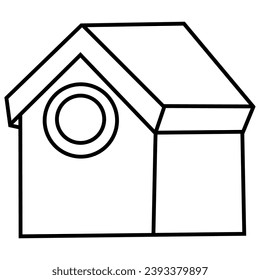 Hand drawn cute bird house, vector illustration art.