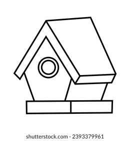 Hand drawn cute bird house, vector illustration art.