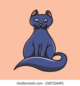 Hand Drawn Cute Black Cat Illustration