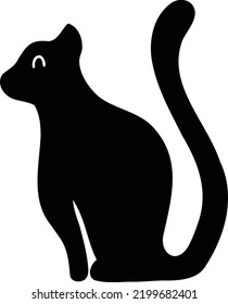 Hand Drawn cute black cat illustration isolated on background