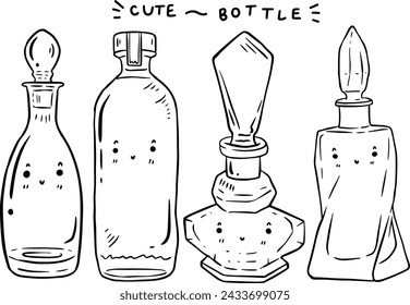 Elemento de botellas lindas dibujadas a mano para plantillas.