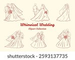 Hand Drawn Cute Bride and Groom Playful and Charming Look For Wedding Invitations