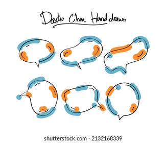 Hand drawn cute bubble chat, for chat expression, blue and orange color