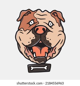 Hand drawn cute bulldog illustration
