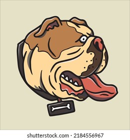 Hand drawn cute bulldog illustration