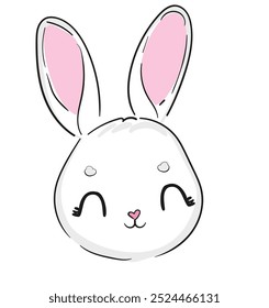 Hand Drawn Cute Bunny background. Print design rabbit. Children Print on t-shirt. Vector