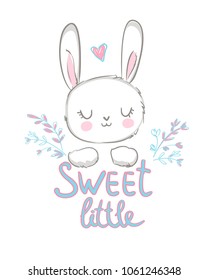 Hand Drawn Cute Bunny Beautiful Childrens Stock Vector (Royalty Free ...